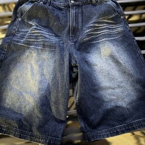 Classic Dark Blue Jean Shorts for Men/Women